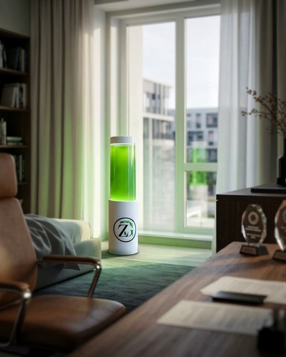 A Zygreen module purifying the air beside a window in a study
